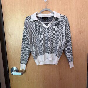 Truth by Republic chevron striped cropped sweater with collar – Women’s S